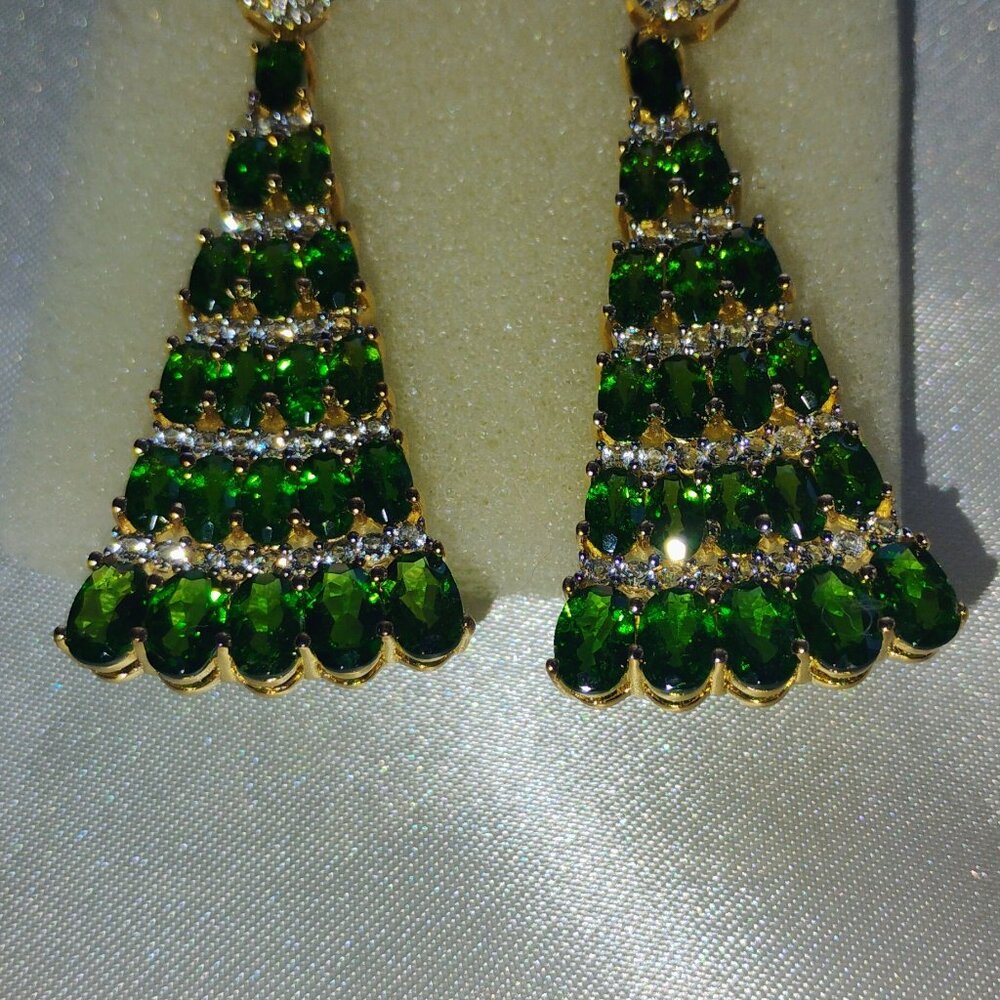 Russian chrome diopside sterling silver earrings